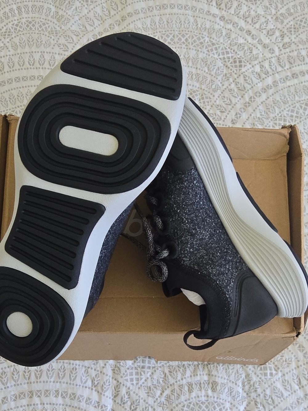 allbirds Women's Black and Gray Wool-Blend Knit Sneakers